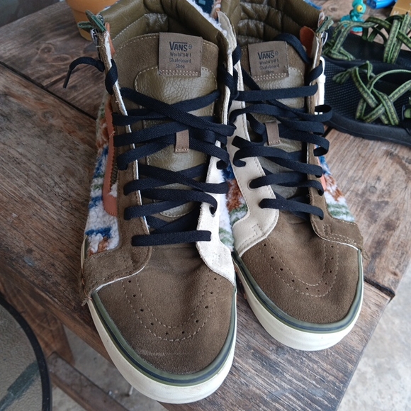 Vans Men's High-Top Sneakers - Brown, Cream, and Black - Picture 2 of 13
